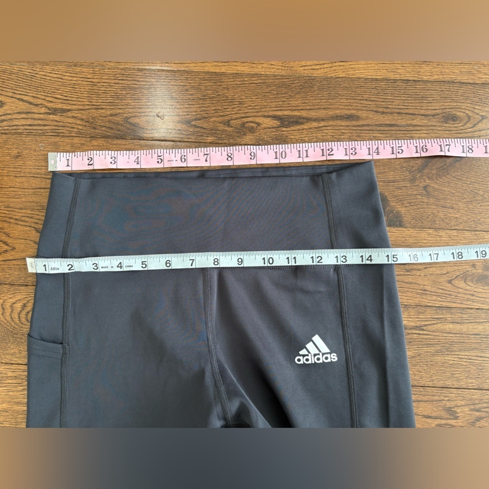 adidas Black Leggings with White Three-Stripe Side Panels Size Medium - Picture 6 of 10